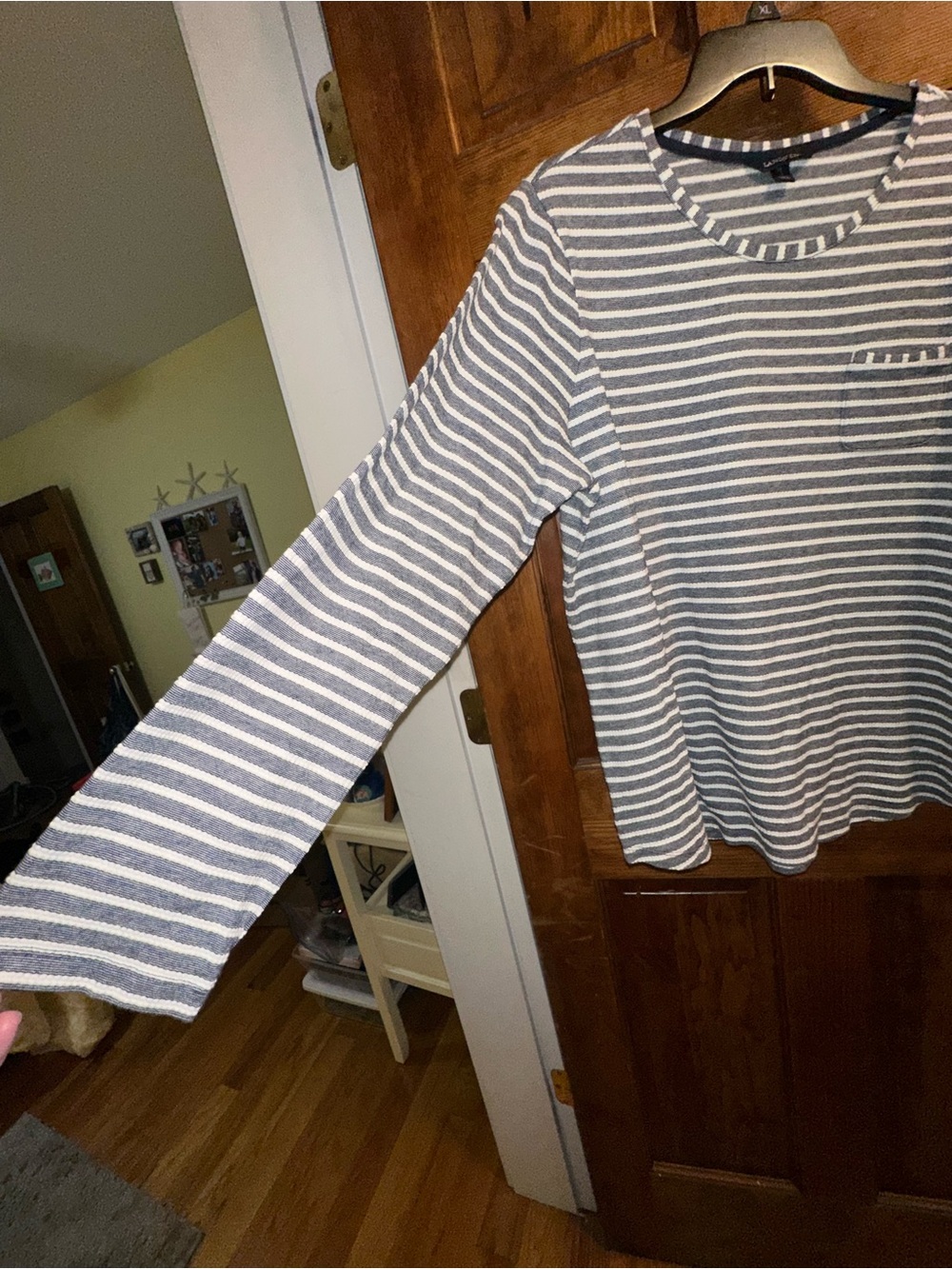 Lands' End Navy & White Striped Long Sleeve Tee - Picture 3 of 4